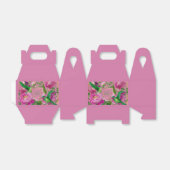 Lebendiges Botanisches Rosa und Grün Geschenkschachtel (Ungefaltet)