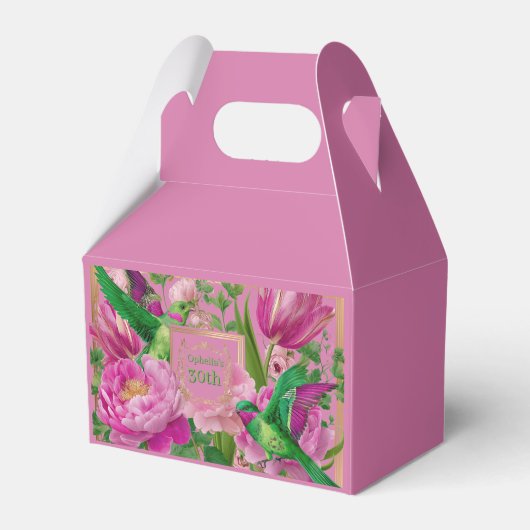 Lebendiges Botanisches Rosa und Grün Geschenkschachtel (Vorderseite)