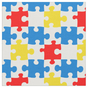 Lebendiges buntes Puzzle-Teil-Muster Stoff