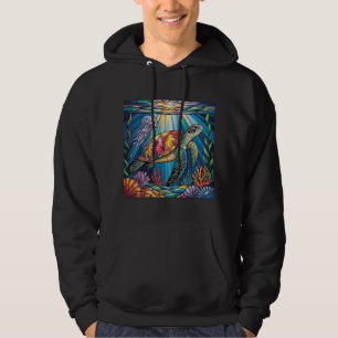 Lebendiges Buntglas Meeresschildkröte Ozean Design Hoodie