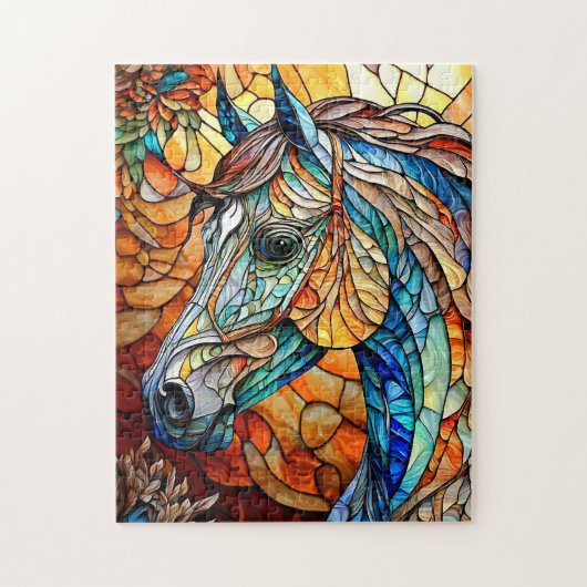 Lebendiges Buntglas-Pferd 25 Puzzle (Vertikal)