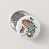 Lebendiges Chamäleon in Aquarell Button (Vorne & Hinten)
