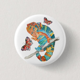 Lebendiges Chamäleon in Aquarell  Button