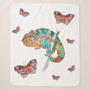 Lebendiges Chamäleon in Aquarell Sherpadecke