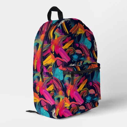 Lebendiges Chaos-Spritz-Graffiti Bedruckter Rucksack (Rückseitige Ecke links)