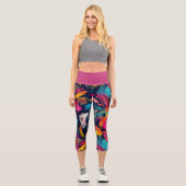 Lebendiges Chaos-Spritz-Graffiti Capri Leggings (Vorderseite)