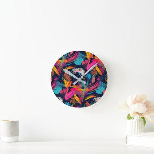 Lebendiges Chaos-Spritz-Graffiti Runde Wanduhr