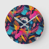 Lebendiges Chaos-Spritz-Graffiti Runde Wanduhr (Vorderseite)