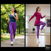 Lebendiges Cyber-Rosa-Blau-Diagonal-Karomuster Leggings