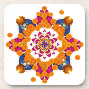 Lebendiges Diwali Rangoli Hartplastik-Untersetzer- Getränkeuntersetzer