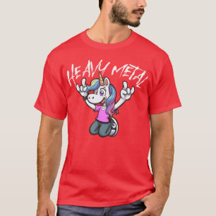 Lebendiges Einhorn Rock Hand Design Heavy Metal Fa T-Shirt