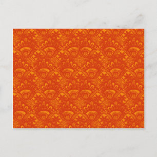 Lebendiges Elegantes Orange Damast Spitze Mädchenh Postkarte