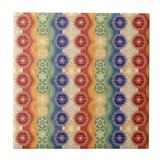 Lebendiges Energie-Chakra-Mandala-Designmuster-Kun Fliese (Vorderseite)