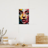 Lebendiges Farb-Abstrakt-Portrait einer Frau Poste Poster (Küche)