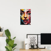 Lebendiges Farb-Abstrakt-Portrait einer Frau Poste Poster (Heimbüro)