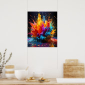 Lebendiges Farb-Spritzer-Explosion-Kunstposter Poster (Küche)