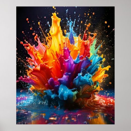 Lebendiges Farb-Spritzer-Explosion-Kunstposter Poster (Vorne)