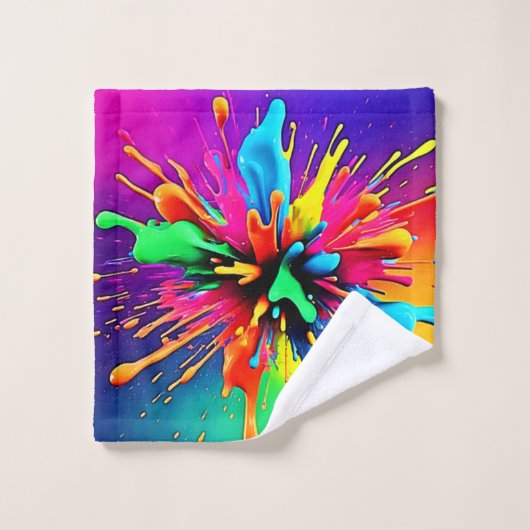 Lebendiges Farbexplosions-Design Badhandtuch Set (Waschlappen)