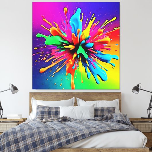 Lebendiges Farbexplosions-Design Leinwanddruck (Insitu (Schlafzimmer))