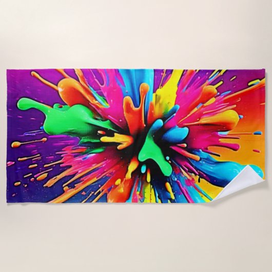 Lebendiges Farbexplosions-Design Strandtuch (Vorderseite)