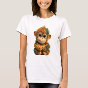 Lebendiges Farbige Baby-Schimpansen-Porträt Frauen T-Shirt