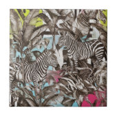 Lebendiges Farbige Gemischte Zebra Dschungel Muste Fliese (Vorderseite)