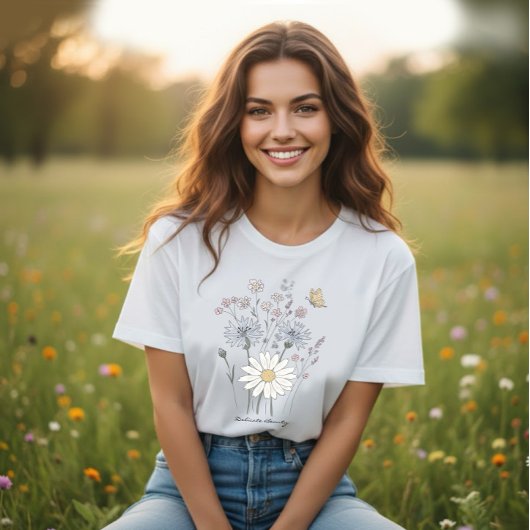 Lebendiges Feld mit Wildblumen  Große Größe T-Shirt