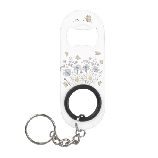 Lebendiges Feld mit Wildblumen Mini Flaschenöffner (Vorderseite)