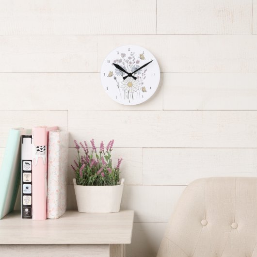 Lebendiges Feld mit Wildblumen  Runde Wanduhr (Lesesaal)