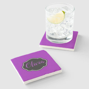 Lebendiges, fettes Fuchsien-Purple Personalisiert Steinuntersetzer
