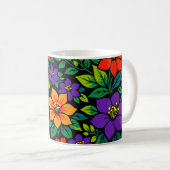 Lebendiges florales Design mit farbenfrohen Blüten Kaffeetasse (VorderseiteRechts)