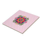 Lebendiges florales Mandala Fliese (Seite)