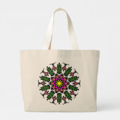 Lebendiges florales Mandala Jumbo Stoffbeutel (Rückseite)