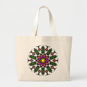 Lebendiges florales Mandala Jumbo Stoffbeutel