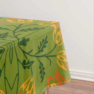 Lebendiges florales Muster: Gelbe und orangefarben Tischdecke
