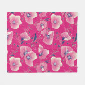 Lebendiges florales Muster in Rosa, Weiß und König Fleecedecke (Vorderseite (Horizontal))