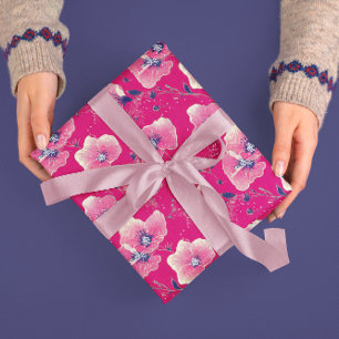 Lebendiges florales Muster in Rosa, Weiß und König Geschenkpapier