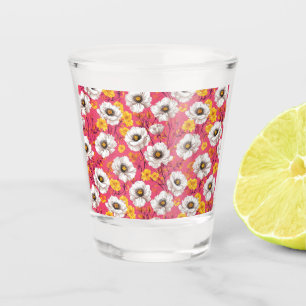 Lebendiges florales Muster Schnapsglas