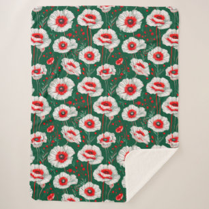 Lebendiges florales Muster Sherpadecke