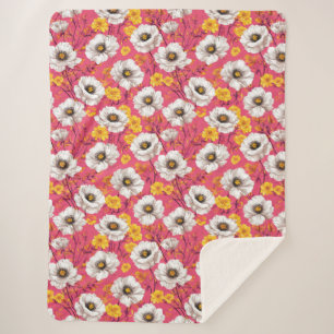Lebendiges florales Muster Sherpadecke