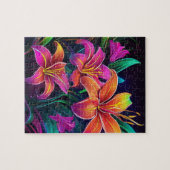 Lebendiges florales Puzzle, farbenfrohes Puzzlespi Puzzle (Horizontal)