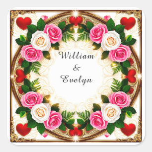 Lebendiges florales Rahmendesign Quadratischer Aufkleber