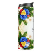 Lebendiges florales Rahmendesign Thermosbecher (Nach links gedreht)