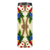 Lebendiges florales Rahmendesign Thermosbecher (Rückseite)