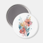 Lebendiges florales Wasserfarben-Design Magnet (Vorderseite/Rückseite)