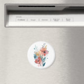 Lebendiges florales Wasserfarben-Design Magnet (In Situ (Geschirrspüler))