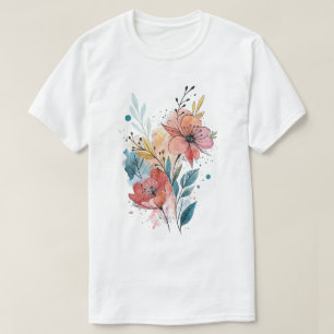 Lebendiges florales Wasserfarben-Design T-Shirt