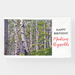 Lebendiges Frühlings-Aspen-Baum-Geburtstagsbanner Banner