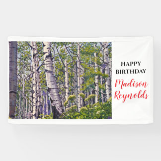 Lebendiges Frühlings-Aspen-Baum-Geburtstagsbanner Banner