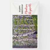 Lebendiges Frühlings-Aspen-Baum-Geburtstagsbanner Banner (Vertikal)